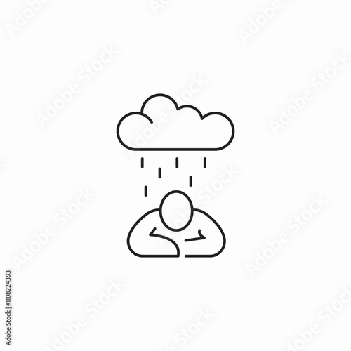 sad anxiety rain icon sign vector