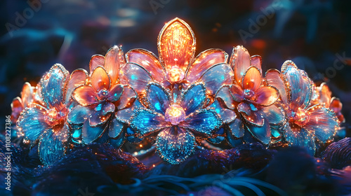 Glowing Floral Crown 3D Illustration