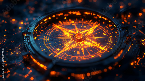 Wallpaper Mural Glowing Compass 3D Illustration Torontodigital.ca