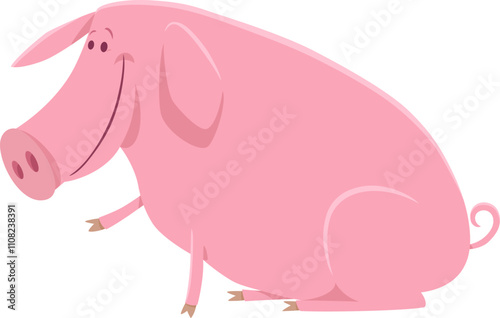 cartoon funny pig farm animal character