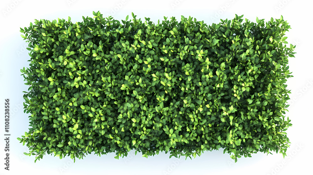 Obraz premium Aerial view of shadowed boxwood hedge on white background. Shadowed. Illustration