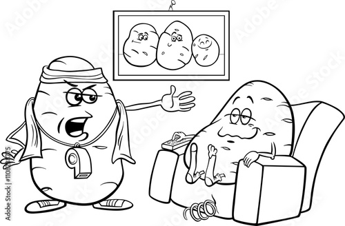 couch potato saying humorous cartoon illustration coloring page