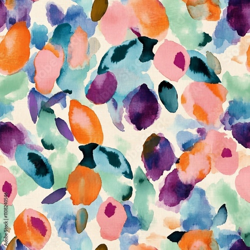 Seamless Colorful tie dye shibori print. Seamless hand drawn batik pattern.Rug textured background. Modern batik wallpaper tile. Watercolor pattern for fabric, clothes, wallpaper. Ethnic design.