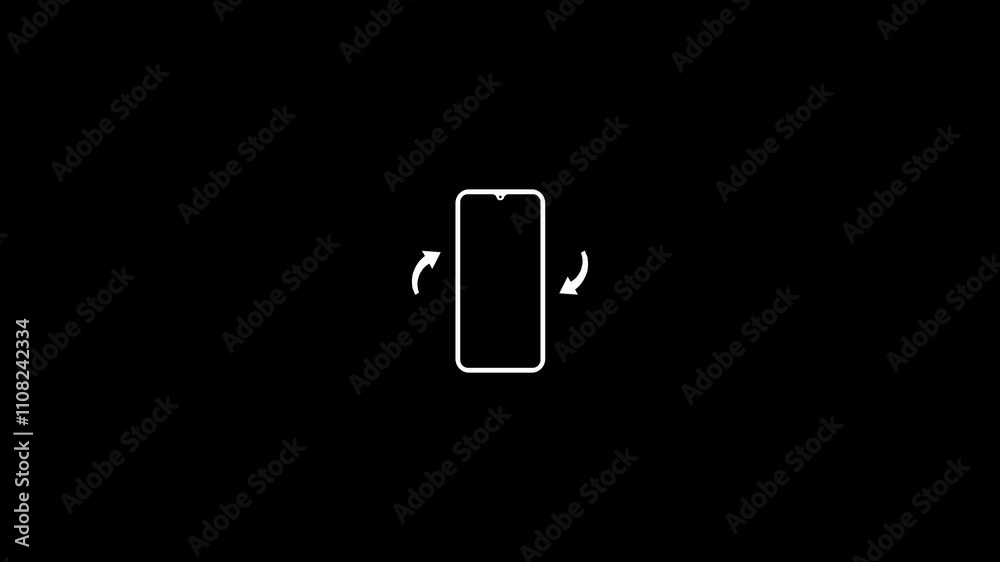 mobile phone screen rotate arrow icon animation, 4k transparent background,
