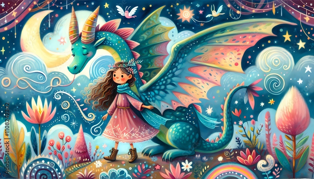 Fototapeta premium Dragones y Sueños Encantados