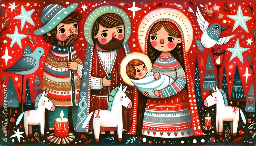 Fototapeta premium Pesebre Historia de Amor y Luz