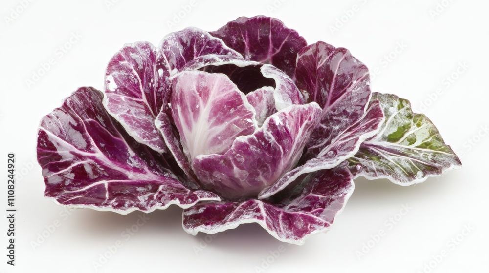 Obraz premium Vibrant red and green cabbage showcase their natural beauty against a white background