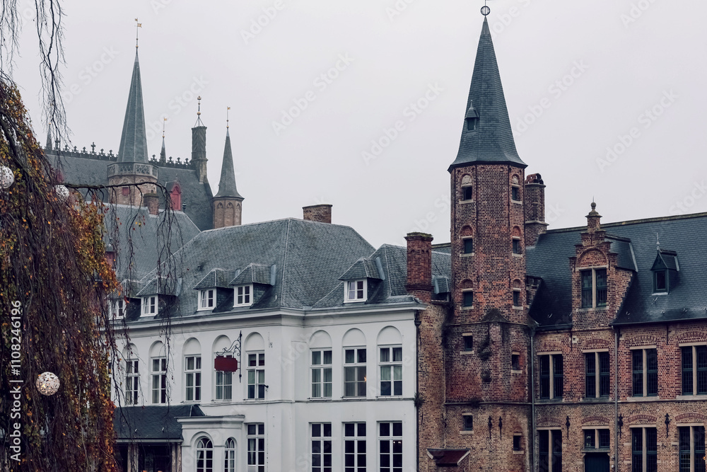 Obraz premium Arquitectura y puentes de Brujas Belgica