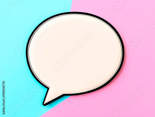 Minimalist speech bubble design isolated on a pastel background evokes a sense of communication and expression in a modern, artistic context