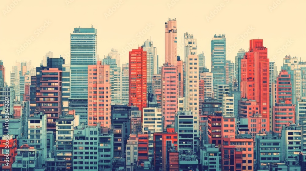 Fototapeta premium Colorful Urban Skyline