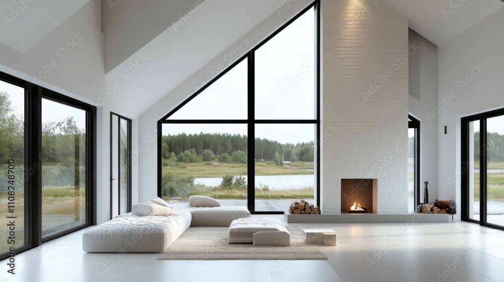 Fototapeta premium Modern Scandinavian Living Room Interior