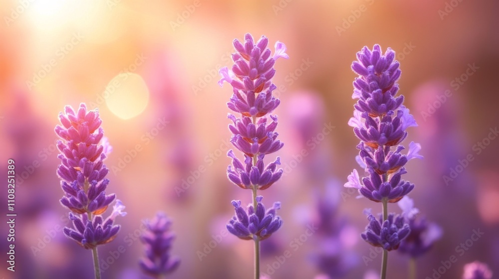 Fototapeta premium Lavender Fields at Sunset