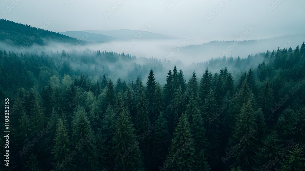Fototapeta premium Misty Mountain Forest Landscape