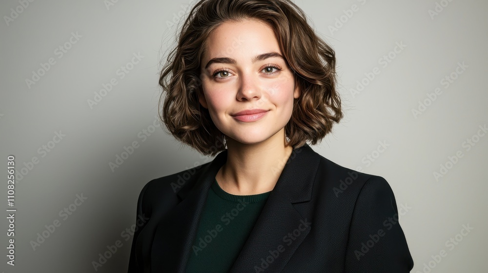 Fototapeta premium Confident Young Woman in Formal Attire with Professional Look