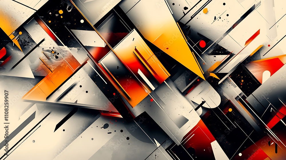 Abstract Geometric Composition with Vibrant Orange and Red Accents Abstract Geometric Composition with Vibrant Orange and Red Accents