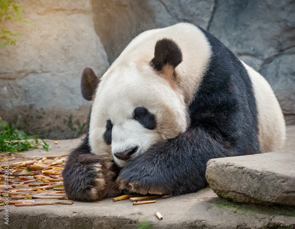 Fototapeta premium Giant panda bear sleeping