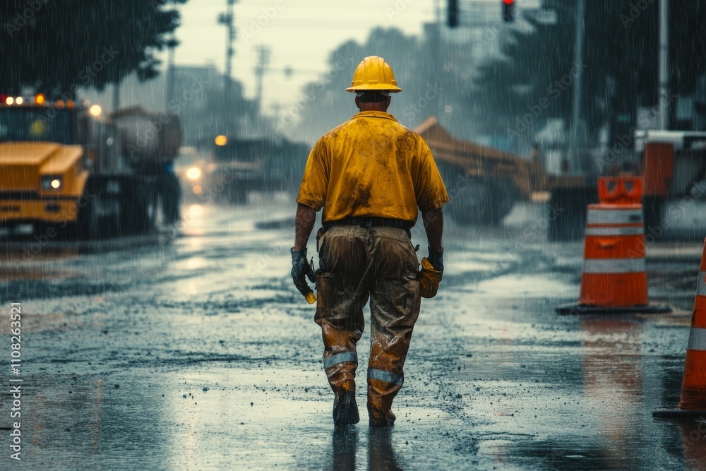 Fototapeta premium How weather conditions impact daily routines and safety of manual laborers at work