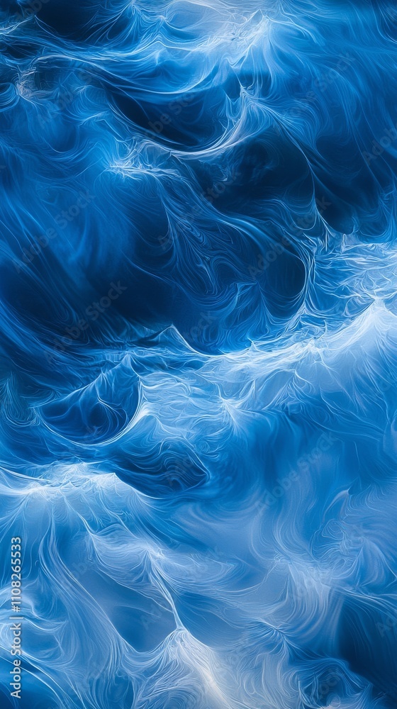 Obraz premium A mesmerizing abstract representation of deep blue waves, showcasing fluid patterns and ethereal light.