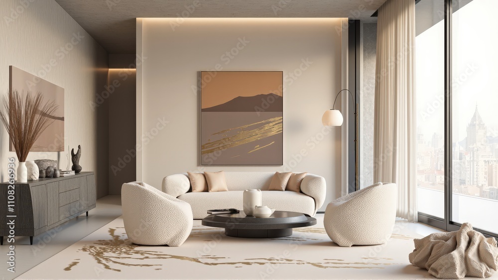 Generative AI, Minimalist urban living room design Generative AI, Minimalist urban living room design