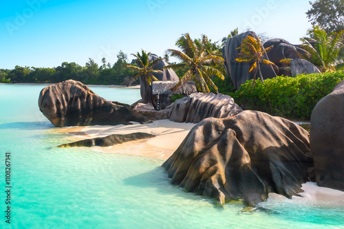 Anse Source D'Argent - the most beautiful beach of Seychelles. La Digue Island, Seychelles