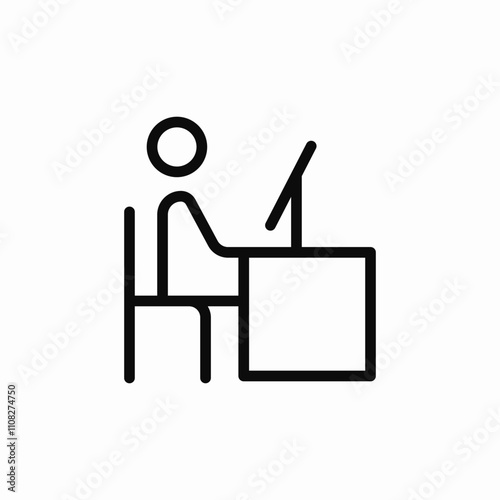 computer desk working icon sign vector