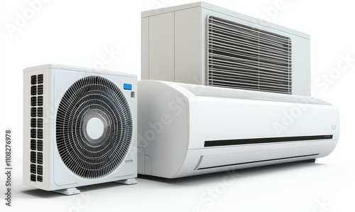Air conditioner and wind or air flow to show cool and fresh. AC indoor unit or evaporator and wall-mounted. That is part of mini split system or ductless system type