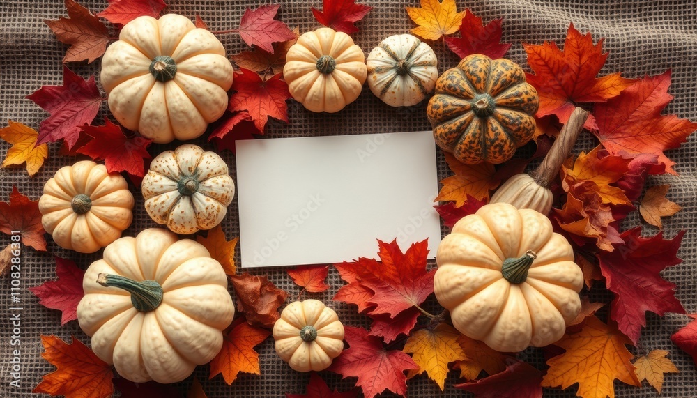 Autumnal Thanksgiving Pumpkins Fall Leaves Blank Card Autumnal Thanksgiving Pumpkins Fall Leaves Blank Card