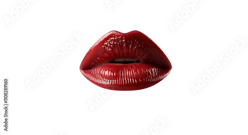 Floating Red Lips: Glossy, Sensual Close-up of Perfect Lips with Red Lipstick