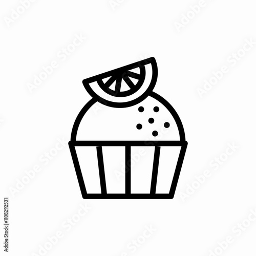 lemon cupcake icon sign vector