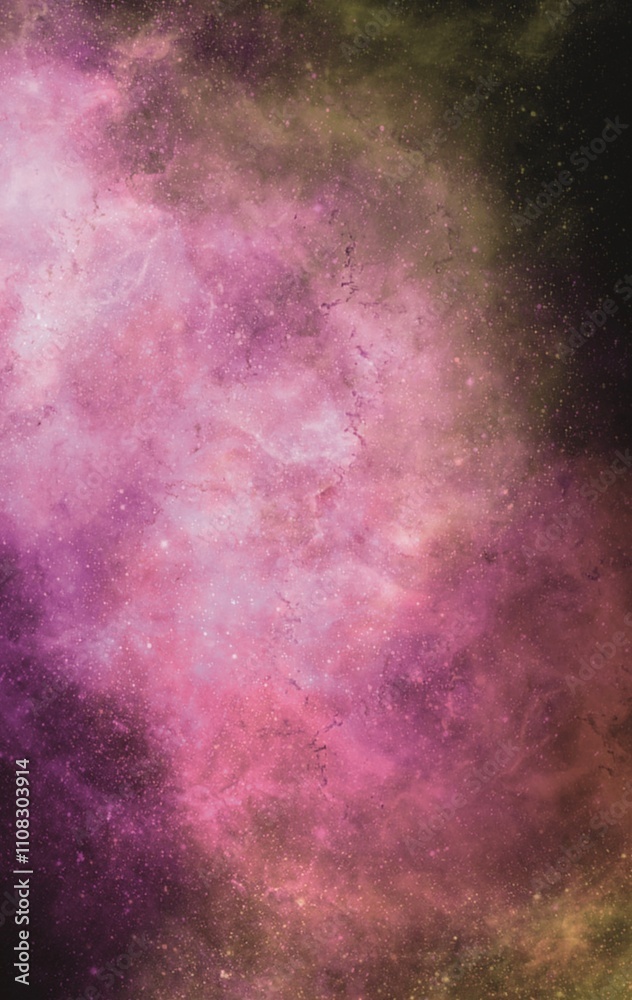 cosmic background with pink nebula on dark background, for mystical or ...