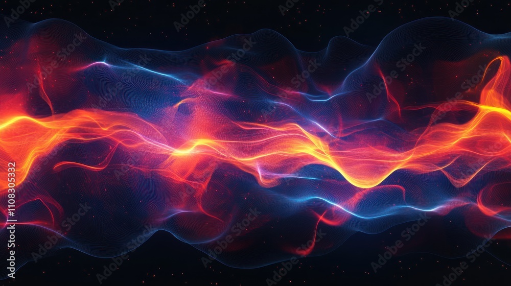 Fototapeta premium Abstract Fiery and Icy Waves Digital Art