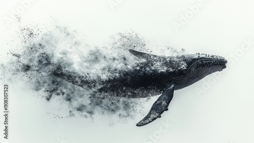 Majestic whale swimming through abstract clouds ocean digital art underwater surrealism for nature lovers photo