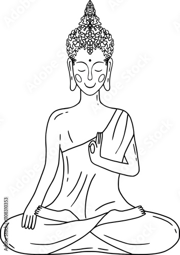 An Inspiring Illustration of a Serene Buddha Statue, Perfect for Mindfulness and Meditation Practice