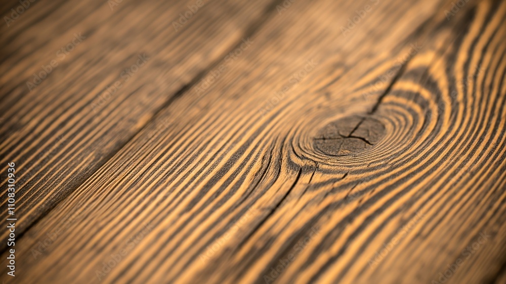 Fototapeta premium Rustic brown wooden plank texture with natural patterns and knots.
