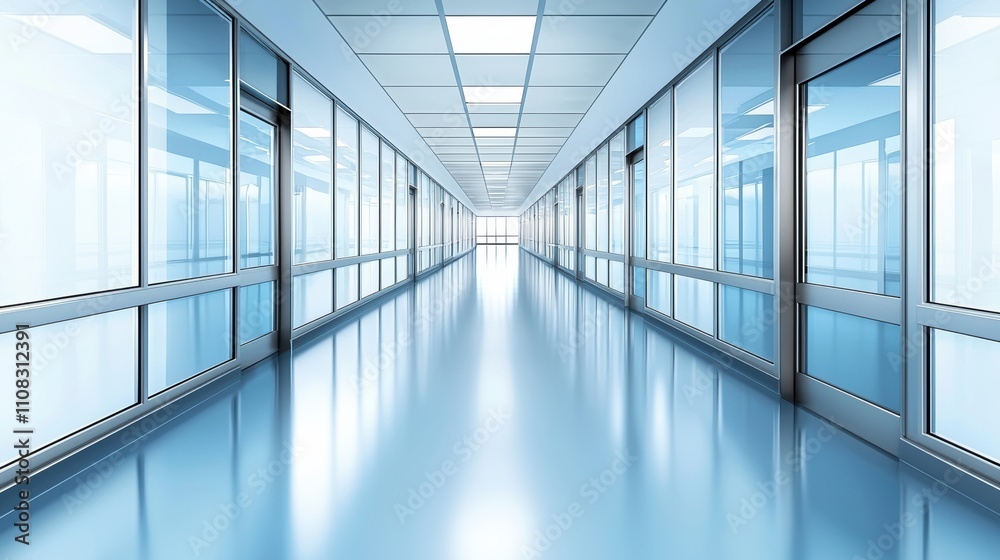 Fototapeta premium Modern healthcare corridor design hospital architecture bright minimalist professional space