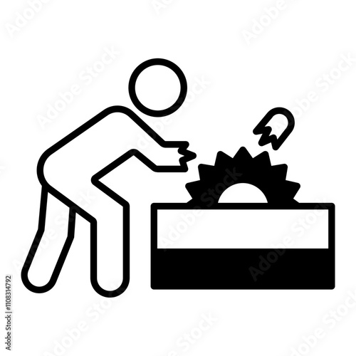 Hand cut off black icon
