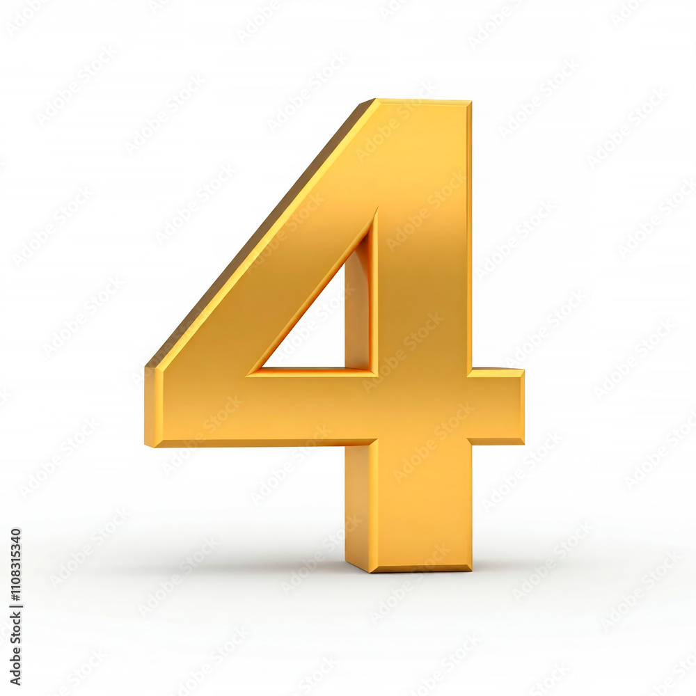 3d number four in gold color 3d number four in gold color