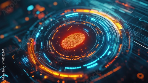 Wallpaper Mural Digital Fingerprint on Futuristic Interface Background Torontodigital.ca