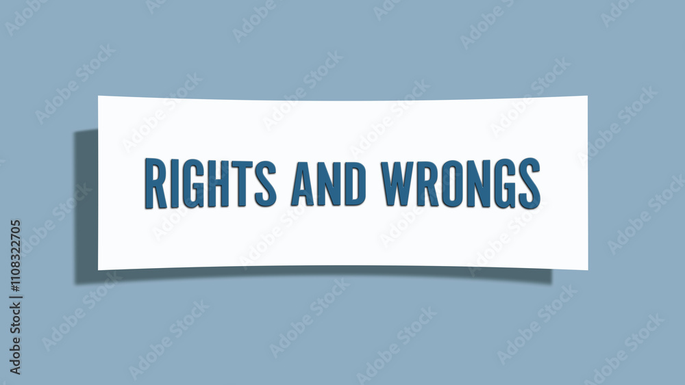 Fototapeta premium Rights and Wrongs. A card isolated on blue background.