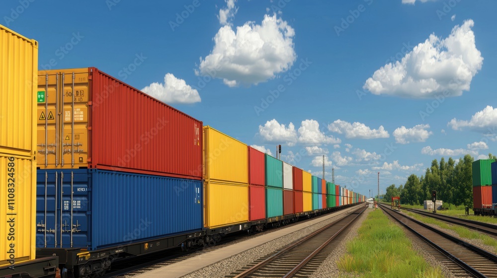 Obraz premium A train with many different colored containers on it