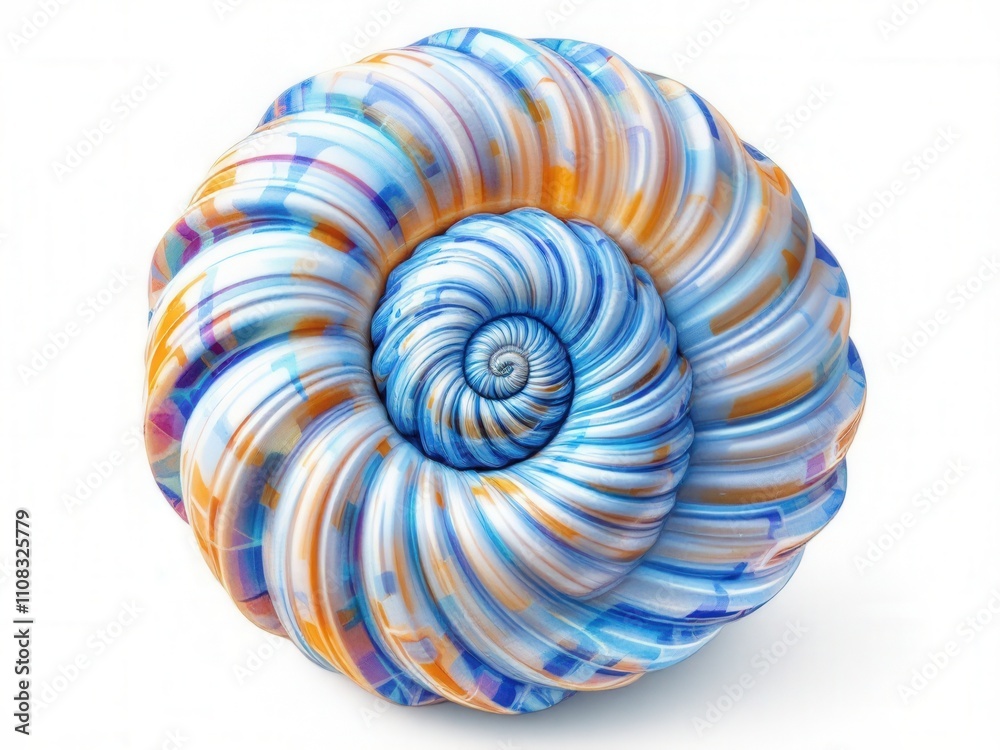 Obraz premium Vibrant Nautilus Shell with Intricate Blue and Orange Patterns