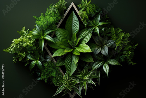 Natural concept, environment and organic products. Green on a dark background, copy space,.      photo