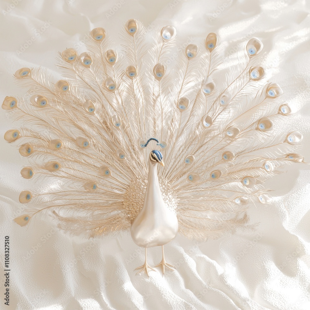 Fototapeta premium Majestic peacock displaying metallic feathers exotic garden nature vibrant atmosphere artistic conceptual beauty