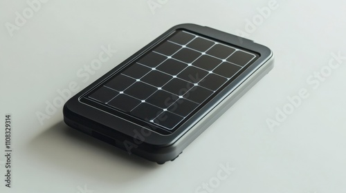 Compact Portable Solar Charger on White Background photo