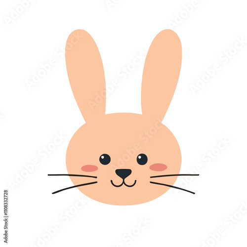 Adorable Bunny Face Illustration with Pink Cheeks