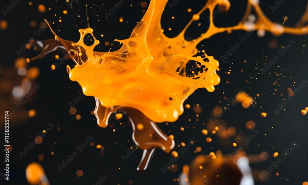 Caramel Splatter on black background