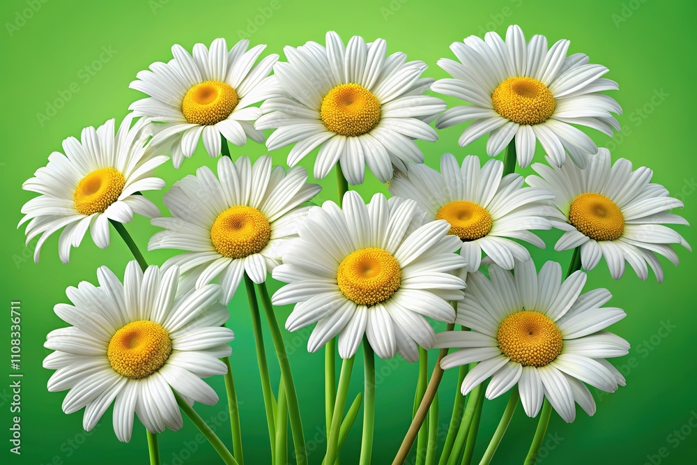 Fototapeta premium Chamomile Flower Big Set - Cute White Daisy Nature Collection for Love Cards & Growing Concept