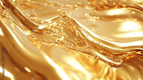 Golden Liquid Splash in Various Dynamic Shapes and Flow Patterns for Commercial and Creative Use