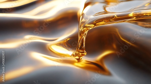 Golden Liquid Splash in Various Dynamic Shapes and Flow Patterns for Commercial and Creative Use
