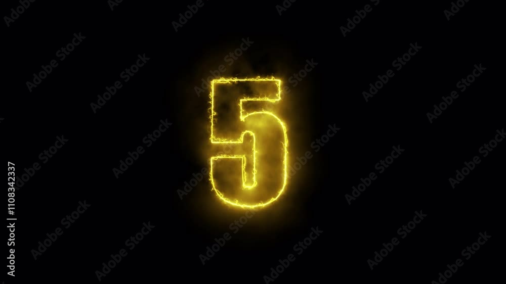 Countdown from 10 to 1 seconds cold to Fire Burning neon effect typography glittering animation. Concept of new year, growth, enargy, strength festive celebrations.